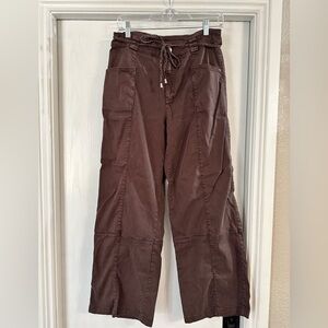 Joie Brown Cargo Wide-Leg Drawstring Pants